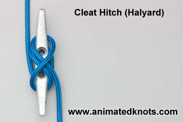 Animation: Cleat Hitch for a Halyard Tying (Boating)