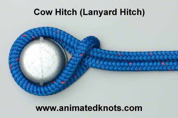 Animation: Cow Hitch (Lanyard Hitch) using Loops Tying (Scouting)