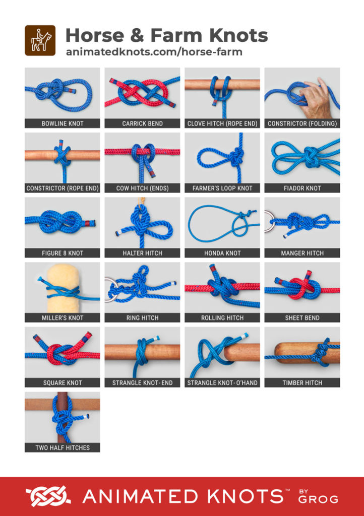 Horse Farm Knots By Grog Learn How To Tie Horse Farm Knots Using Step By Step Animations Animated Knots By Grog