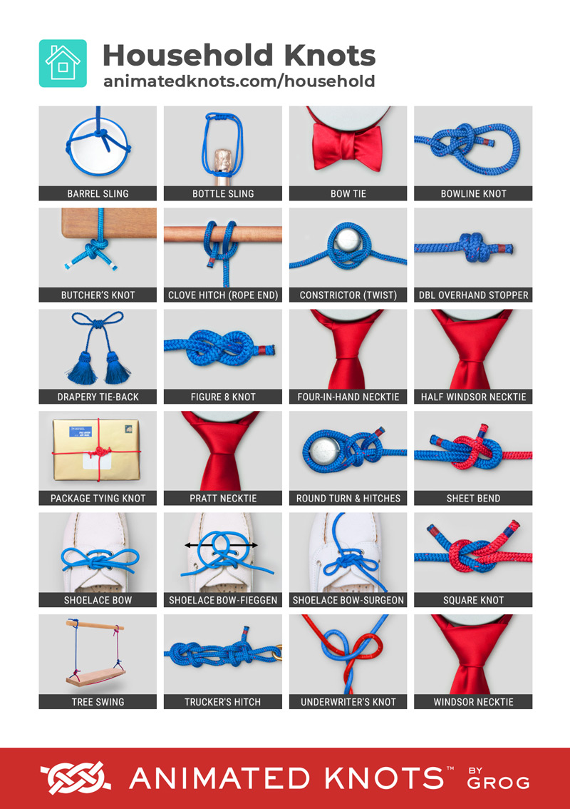 Household Knots Learn How To Tie Household Knots Using Step By Step Animations Animated Knots By Grog