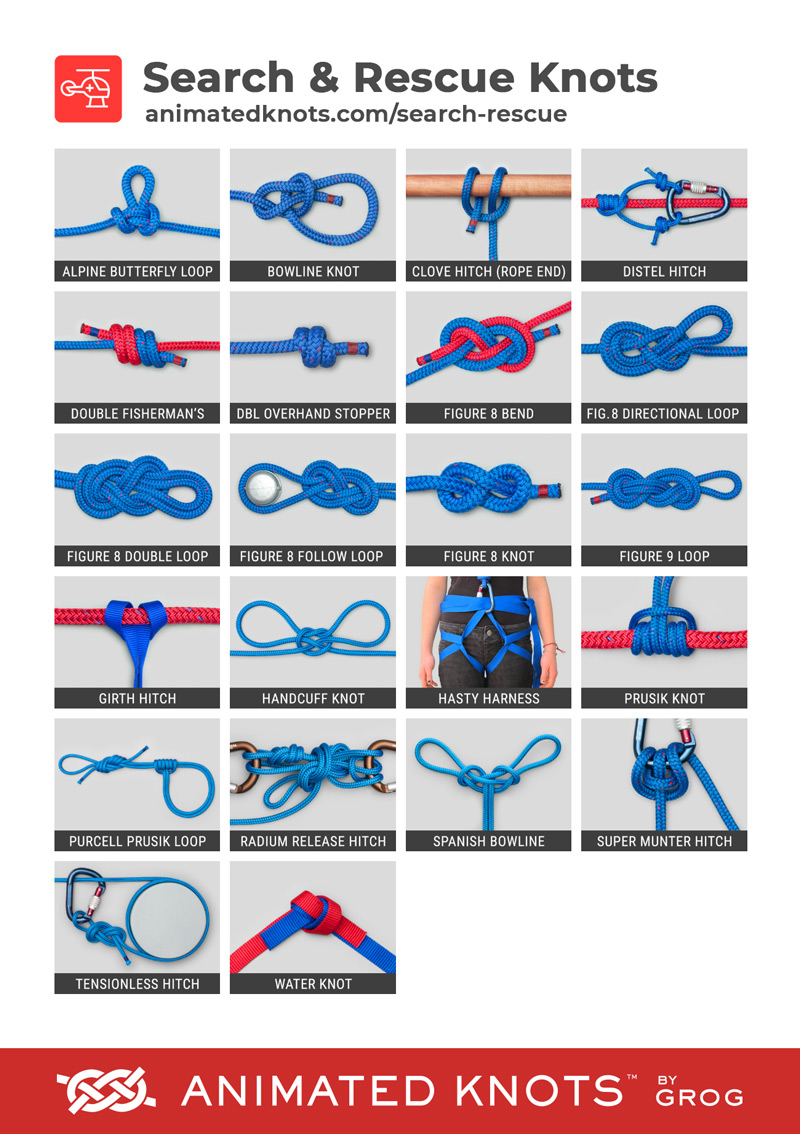 Search & Rescue Knots | Learn How to Tie Search & Rescue Knots using  Step-by-Step Animations | Animated Knots by Grog